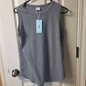 Chic Gray Ribbed Tank Top